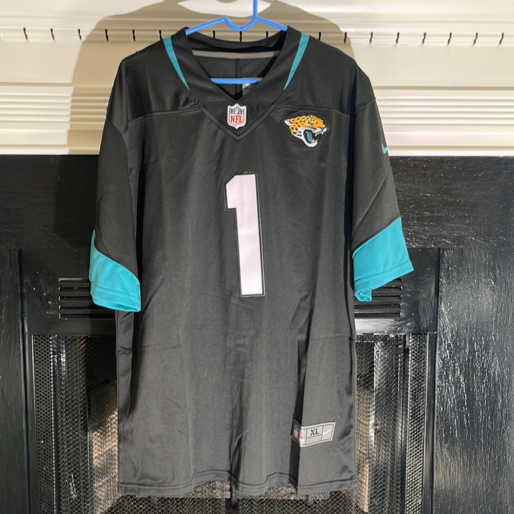 Jacksonville Jaguars Travis Etienne Jr Football Jersey Black Blue Men’s Size XL - Picture 2 of 8